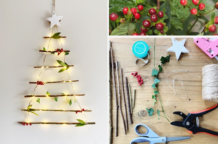 Diy wooden branch christmas ladder